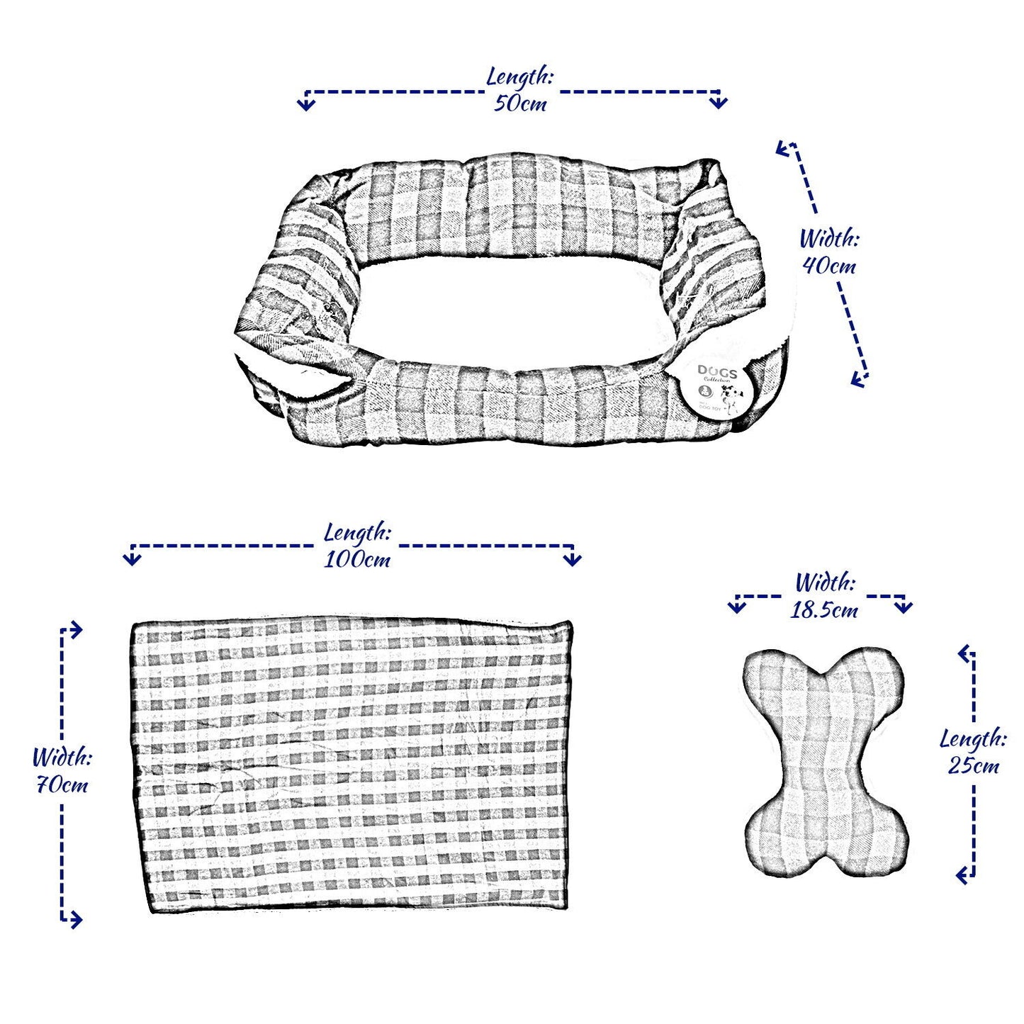 Pet Dog Bed Puppy Soft Warm Cushion Nest Basket Bed Blanket Toy Checked Medium