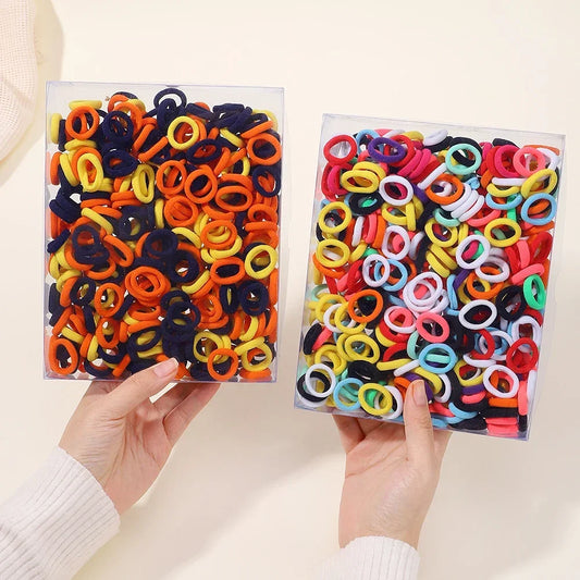 100PCS Colorful Basic Nylon Ealstic Hair Ties for Baby Girls Ponytail