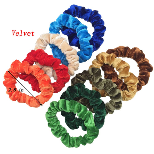 10pcs/pack Women Colorful Velvet Scrunchies Elastic Hair Bands Solid