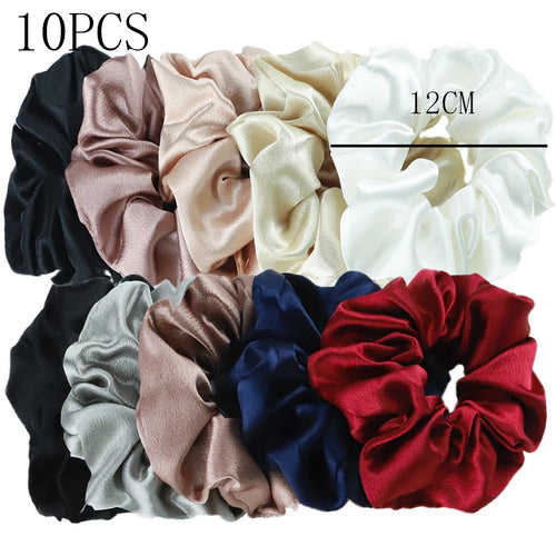 10/5pcs/lot Accessoires Women Girls Silky Satin Hair Scrunchies Solid