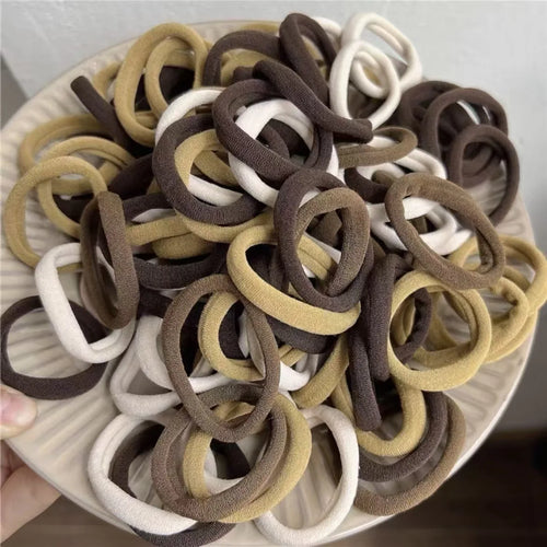 50PCS/Set New Women Girls Candy Colors Nylon Basic Scrunchie Hair Tie