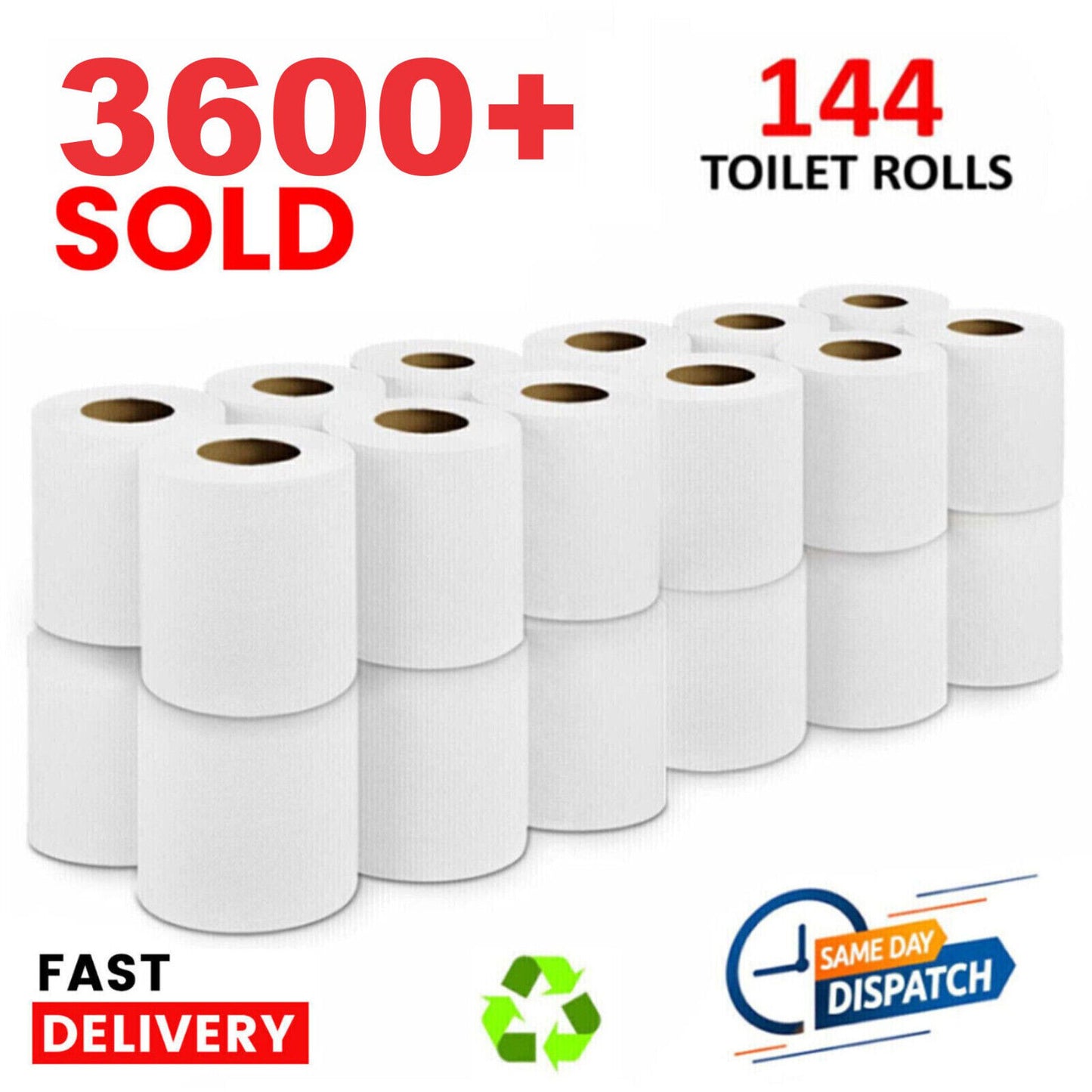 144X Luxury Toilet Rolls Bulk Paper Soft Roll White Quilted Embossed 2Ply Tissue