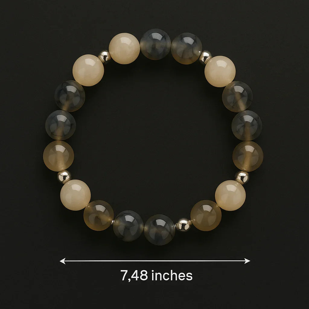 Handmade Natural white and agate stone Bead Bracelet
