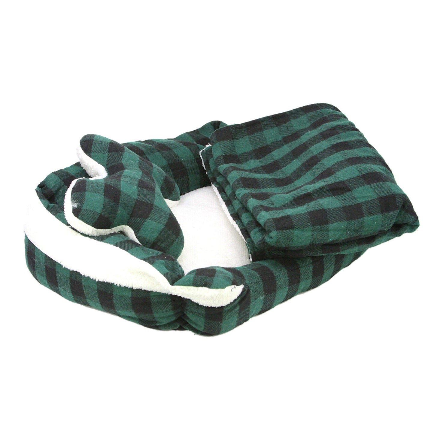 Pet Dog Bed Puppy Soft Warm Cushion Nest Basket Bed Blanket Toy Checked Medium