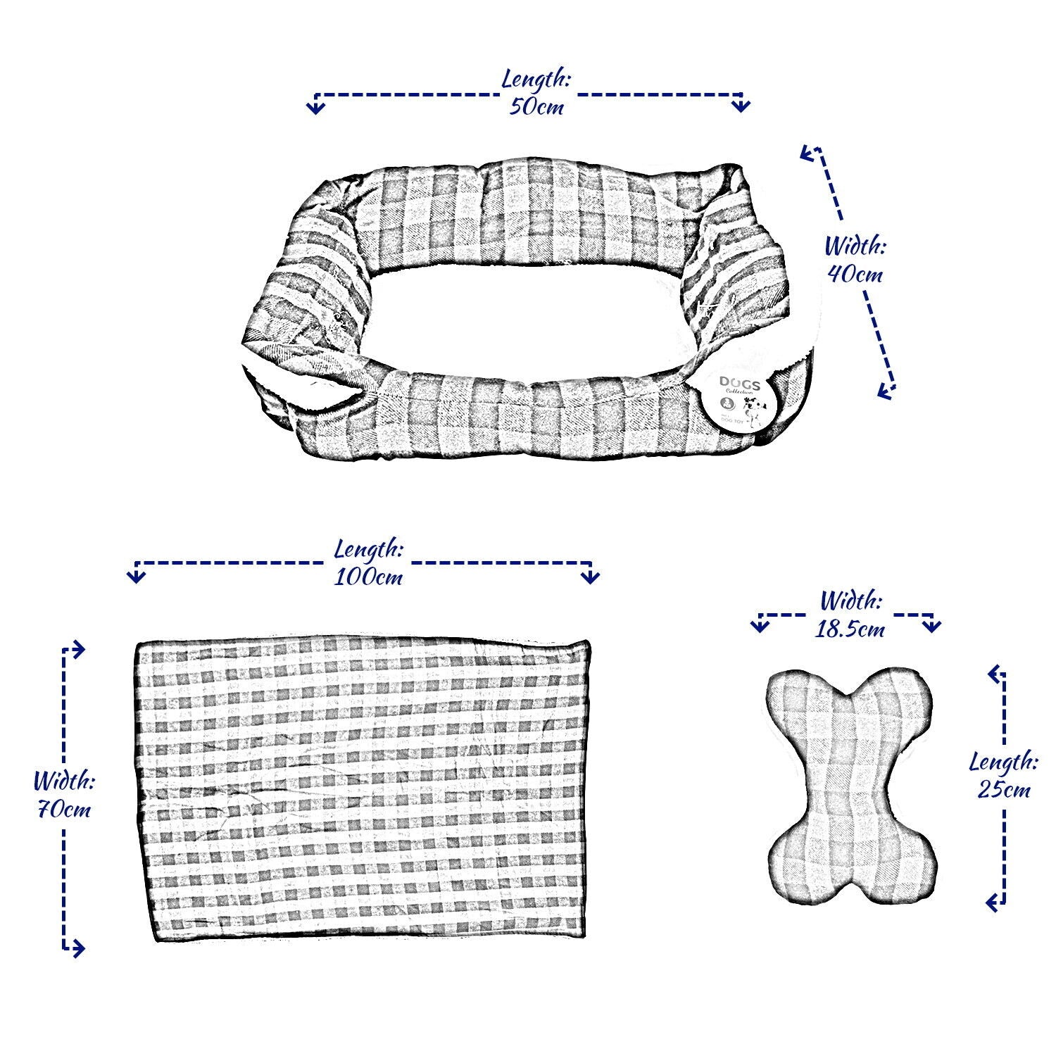 Pet Dog Bed Puppy Soft Warm Cushion Nest Basket Bed Blanket Toy Checked Medium