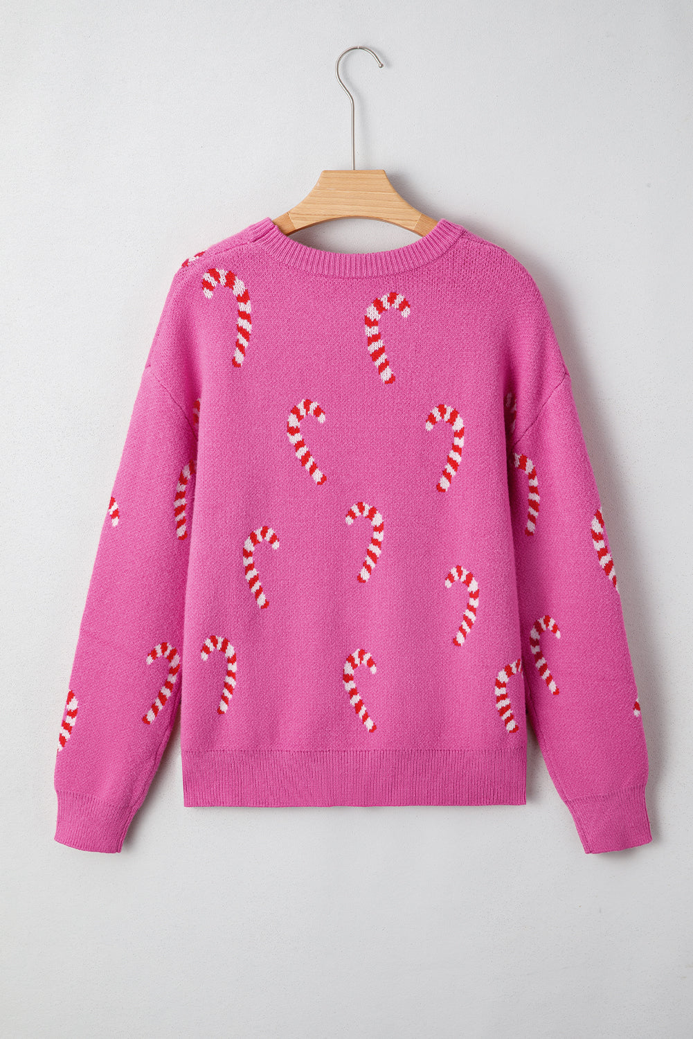 Christmas Candy Cane Drop Shoulder Sweater