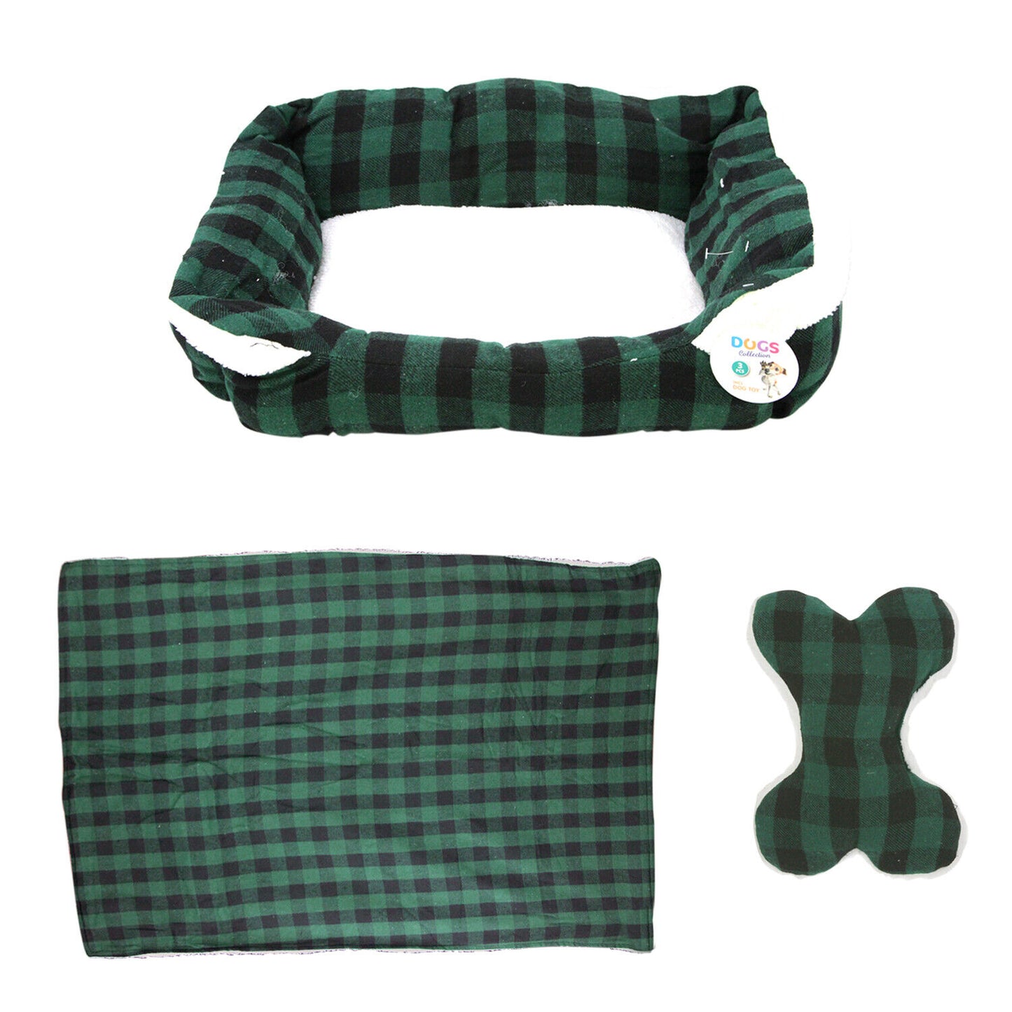 Pet Dog Bed Puppy Soft Warm Cushion Nest Basket Bed Blanket Toy Checked Medium