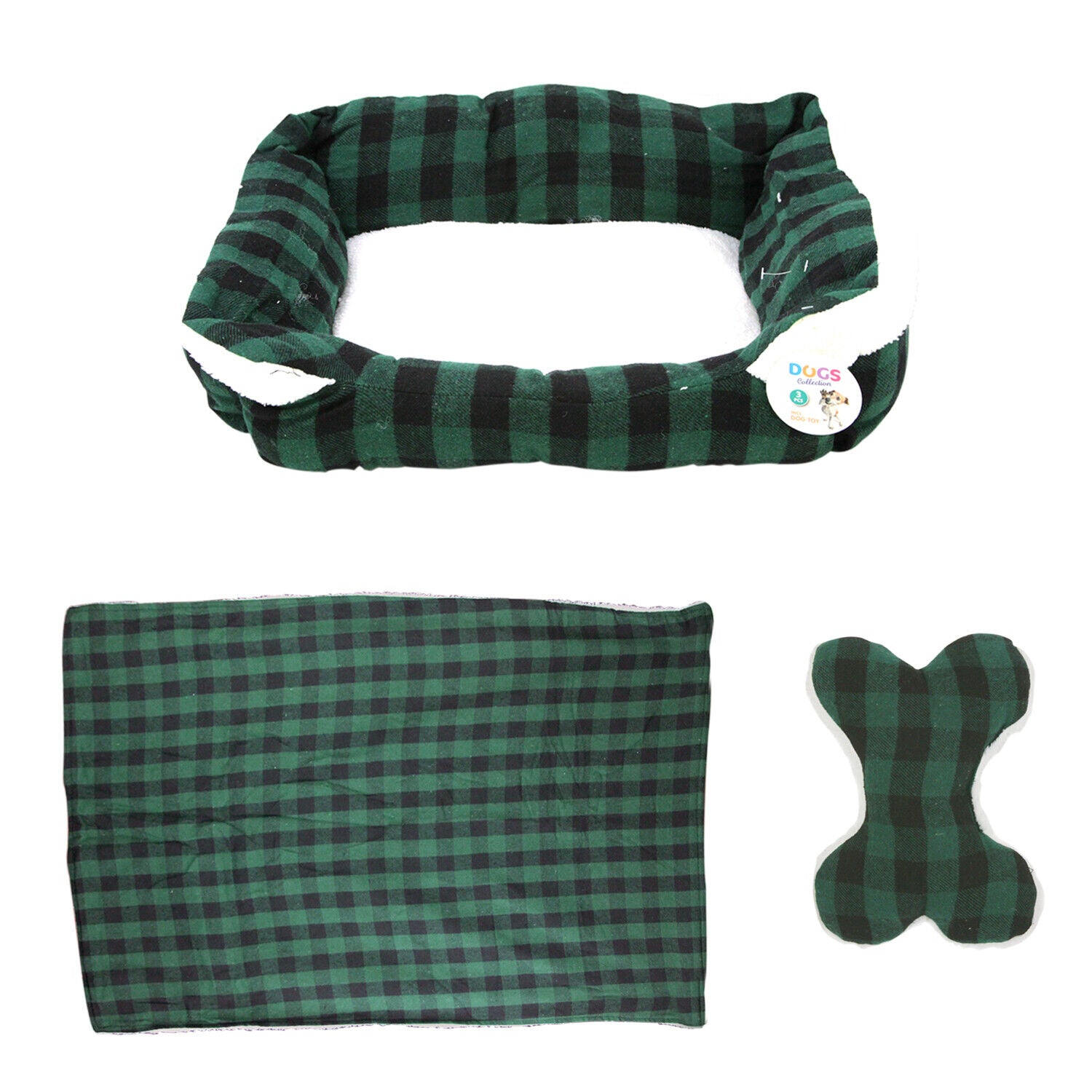 Pet Dog Bed Puppy Soft Warm Cushion Nest Basket Bed Blanket Toy Checked Medium