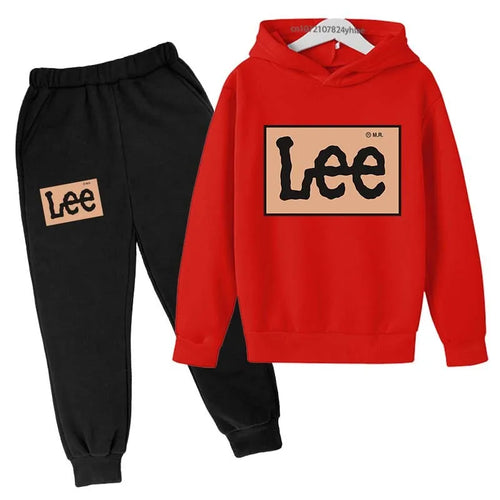 Simple letter printed hooded sweatshirt+pants sports suit for boys and