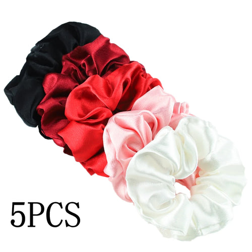10/5pcs/lot Accessoires Women Girls Silky Satin Hair Scrunchies Solid