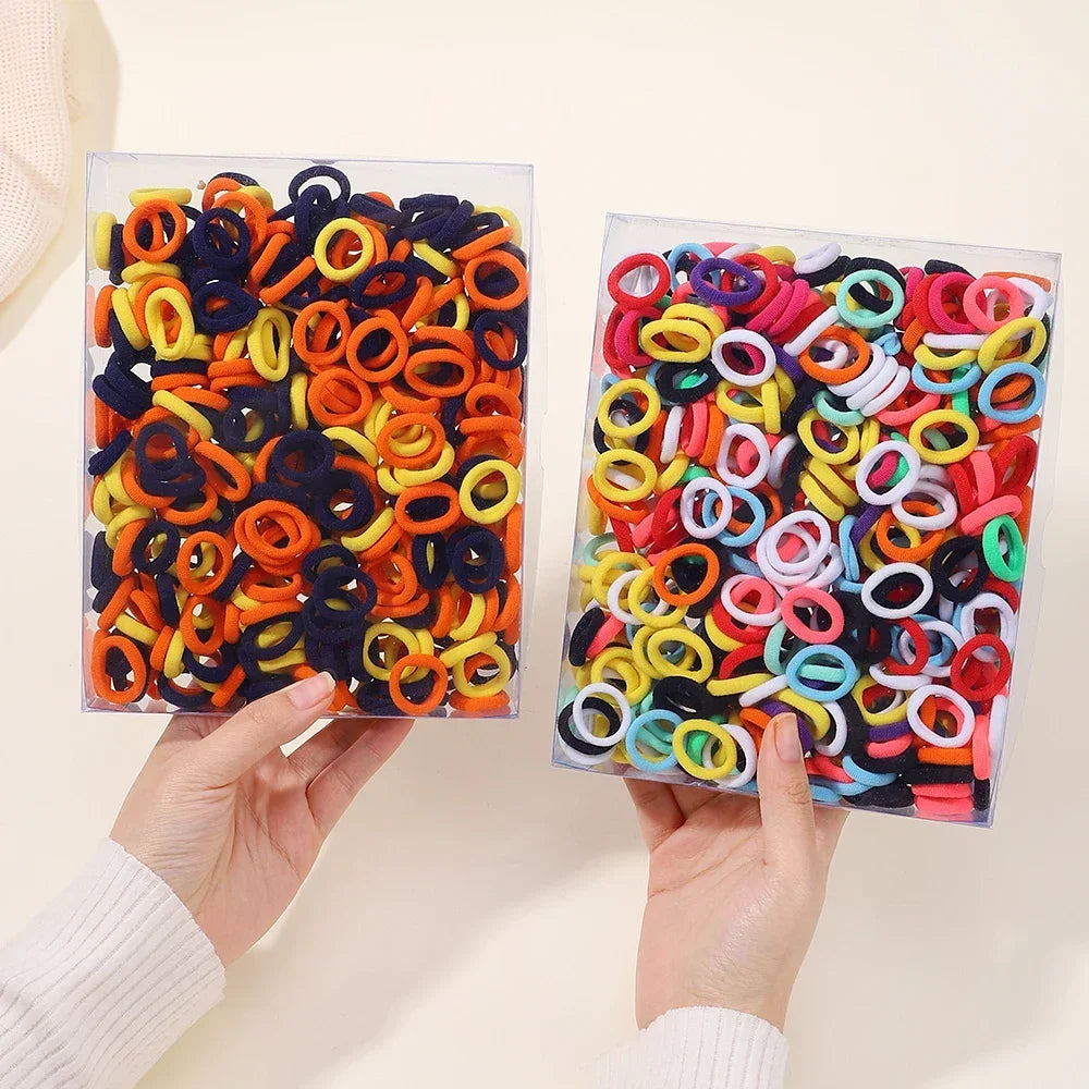 100PCS Colorful Basic Nylon Ealstic Hair Ties for Baby Girls Ponytail