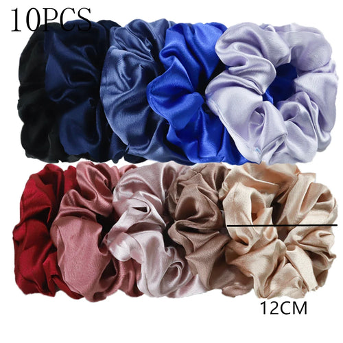 10/5pcs/lot Accessoires Women Girls Silky Satin Hair Scrunchies Solid