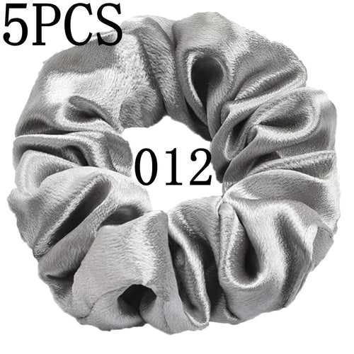 10/5pcs/lot Accessoires Women Girls Silky Satin Hair Scrunchies Solid
