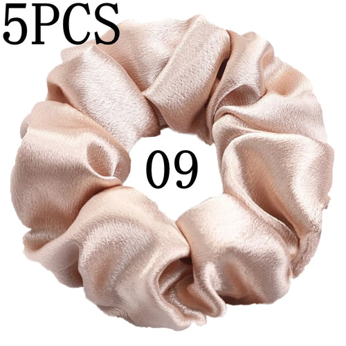 10/5pcs/lot Accessoires Women Girls Silky Satin Hair Scrunchies Solid