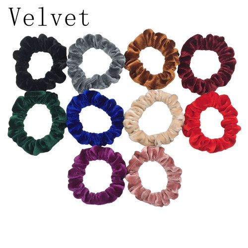 10pcs/pack Women Colorful Velvet Scrunchies Elastic Hair Bands Solid