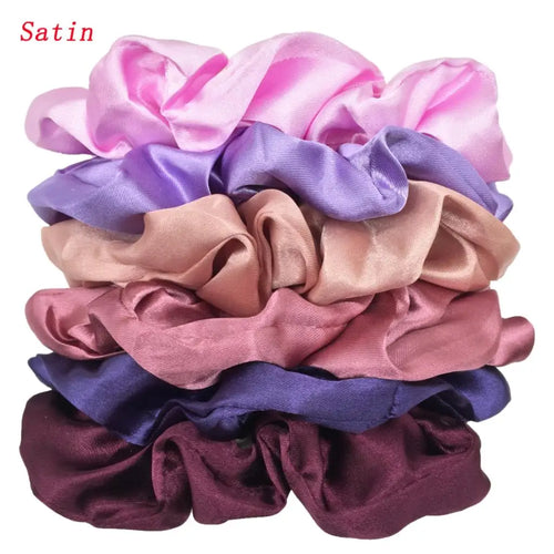 25/10//6pcs Satin Scrunchies Girls Elastic Hair Band Ponytail Holder