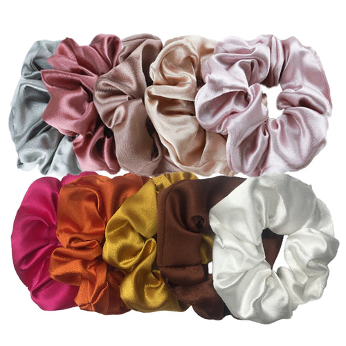 10/5pcs/lot Accessoires Women Girls Silky Satin Hair Scrunchies Solid