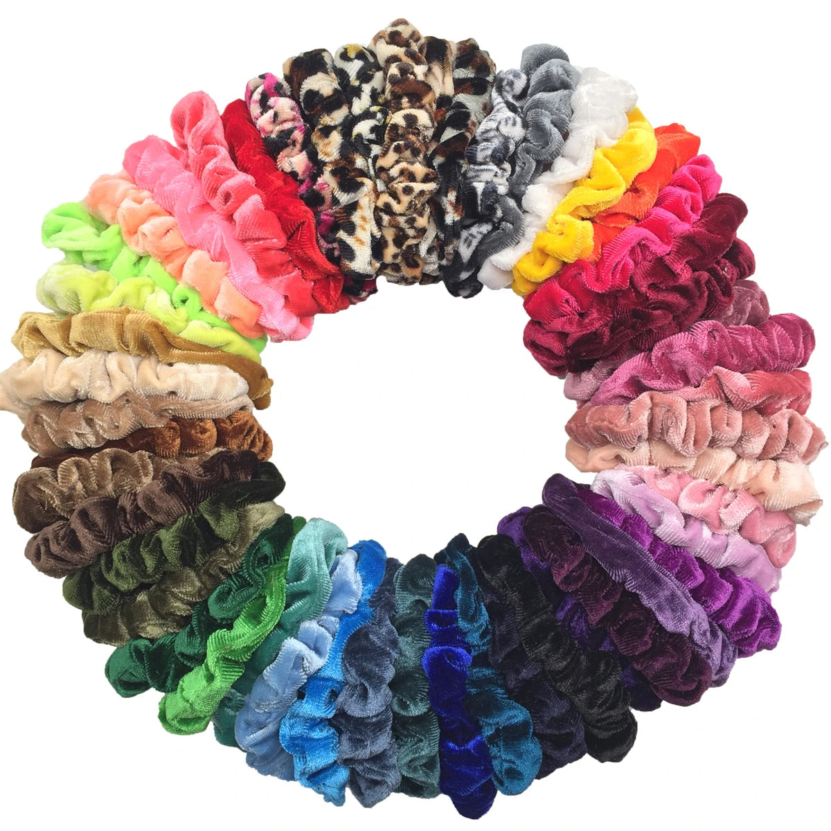 10pcs/pack Women Colorful Velvet Scrunchies Elastic Hair Bands Solid