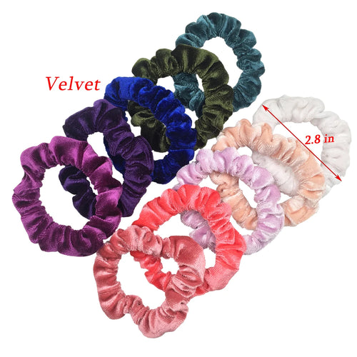 10pcs/pack Women Colorful Velvet Scrunchies Elastic Hair Bands Solid