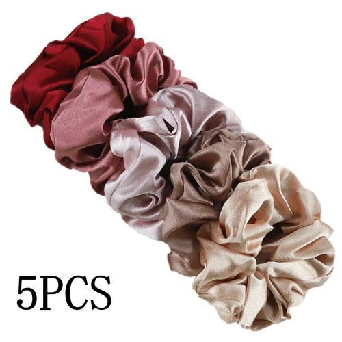 10/5pcs/lot Accessoires Women Girls Silky Satin Hair Scrunchies Solid