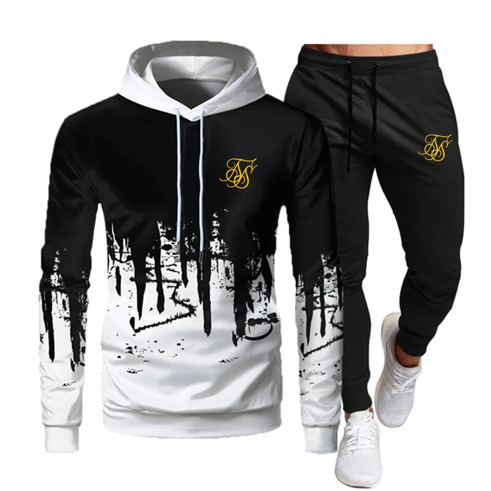 Men's Fashion Sik Silk Hoodie Sportswear Men's Clothes Jogging Casual