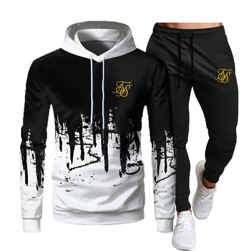 Men's Fashion Sik Silk Hoodie Sportswear Men's Clothes Jogging Casual