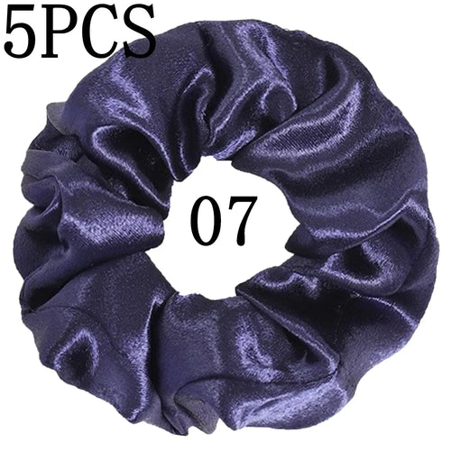 10/5pcs/lot Accessoires Women Girls Silky Satin Hair Scrunchies Solid