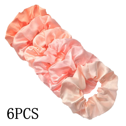 25/10//6pcs Satin Scrunchies Girls Elastic Hair Band Ponytail Holder