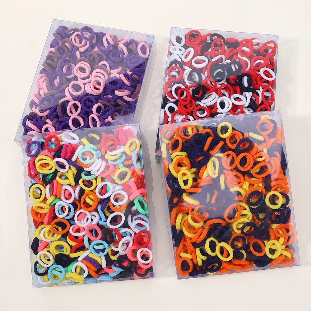 100PCS Colorful Basic Nylon Ealstic Hair Ties for Baby Girls Ponytail