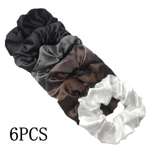25/10//6pcs Satin Scrunchies Girls Elastic Hair Band Ponytail Holder
