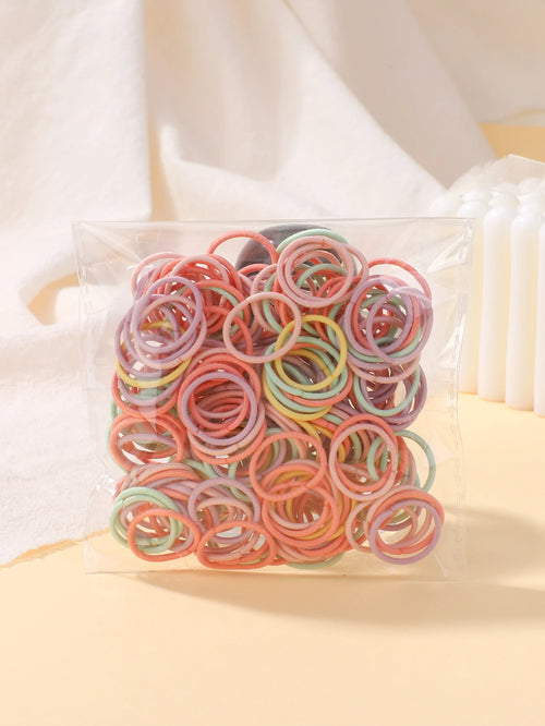 100 Pcs/Lot 2cm Hair Ties Gum Colorful Nylon Rubber Band Rope Doll