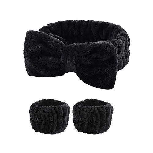 3Pcs Spa Headband Wristband for Washing Face Microfiber Makeup Towel