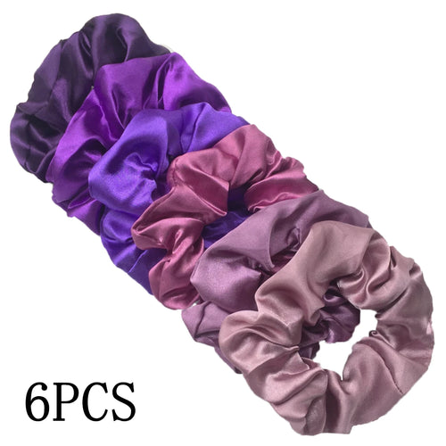 25/10//6pcs Satin Scrunchies Girls Elastic Hair Band Ponytail Holder