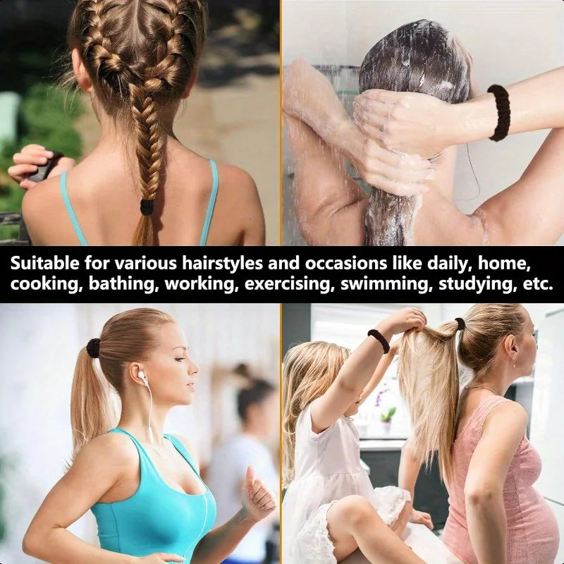 New 50PCS/Set Women Girls Candy Colors Nylon Basic Scrunchie Hair Tie