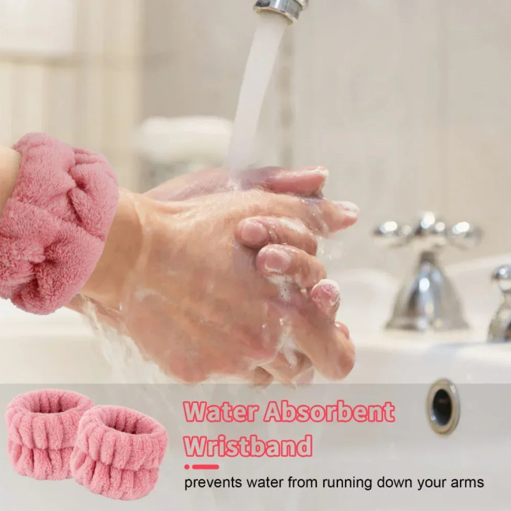 3Pcs Spa Headband Wristband for Washing Face Microfiber Makeup Towel