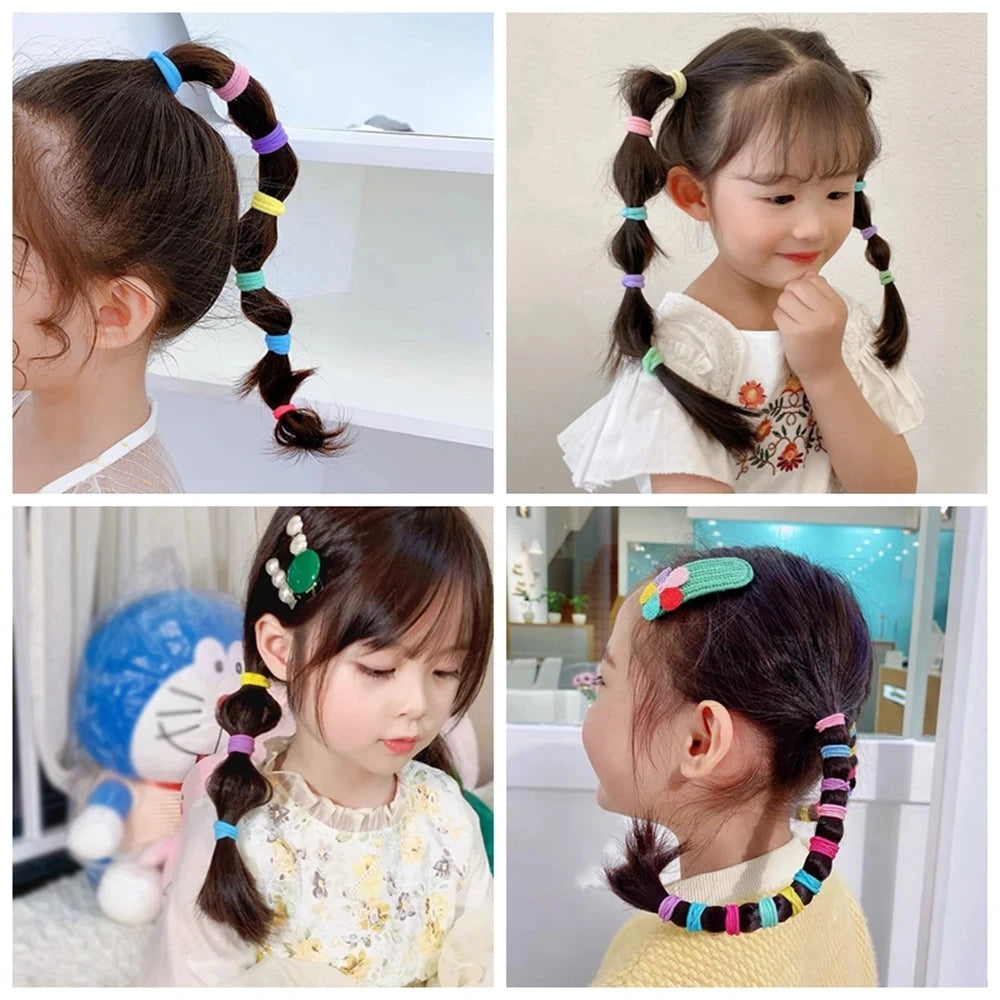 50PCS Colorful Basic Nylon Ealstic Hair Ties for Girls Ponytail Hold