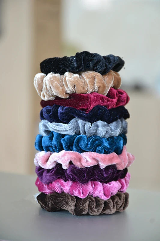 10pcs/pack Women Colorful Velvet Scrunchies Elastic Hair Bands Solid