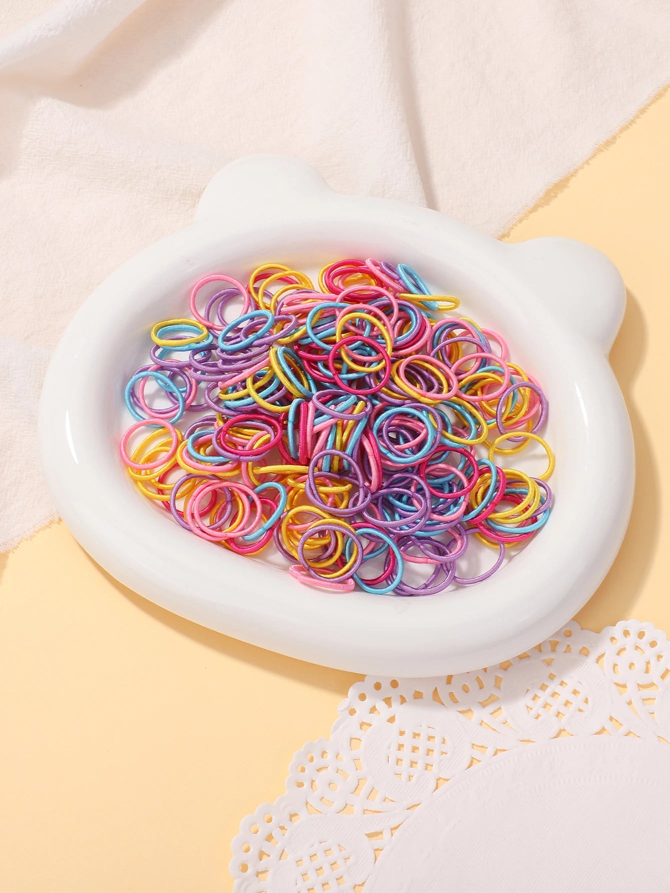 100 Pcs/Lot 2cm Hair Ties Gum Colorful Nylon Rubber Band Rope Doll