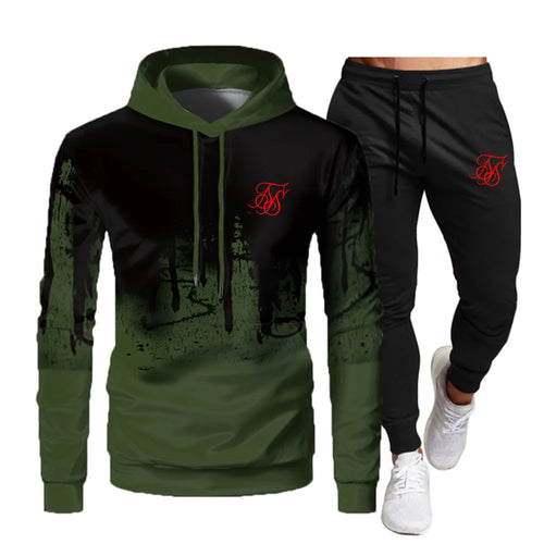 Men's Fashion Sik Silk Hoodie Sportswear Men's Clothes Jogging Casual