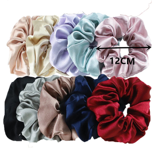 10/5pcs/lot Accessoires Women Girls Silky Satin Hair Scrunchies Solid