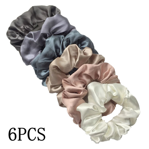 25/10//6pcs Satin Scrunchies Girls Elastic Hair Band Ponytail Holder