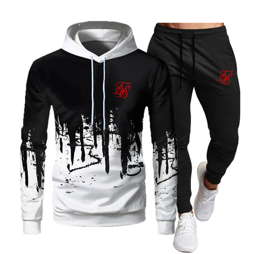 Men's Fashion Sik Silk Hoodie Sportswear Men's Clothes Jogging Casual