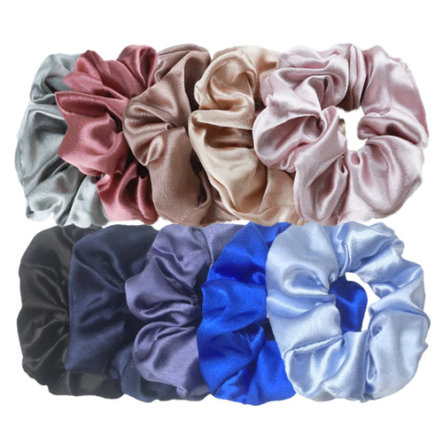 10/5pcs/lot Accessoires Women Girls Silky Satin Hair Scrunchies Solid