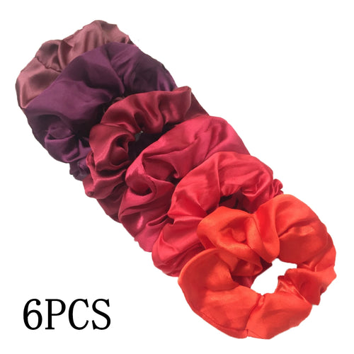 25/10//6pcs Satin Scrunchies Girls Elastic Hair Band Ponytail Holder