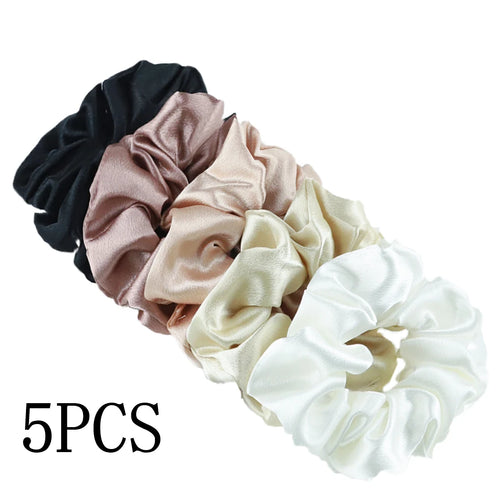 10/5pcs/lot Accessoires Women Girls Silky Satin Hair Scrunchies Solid