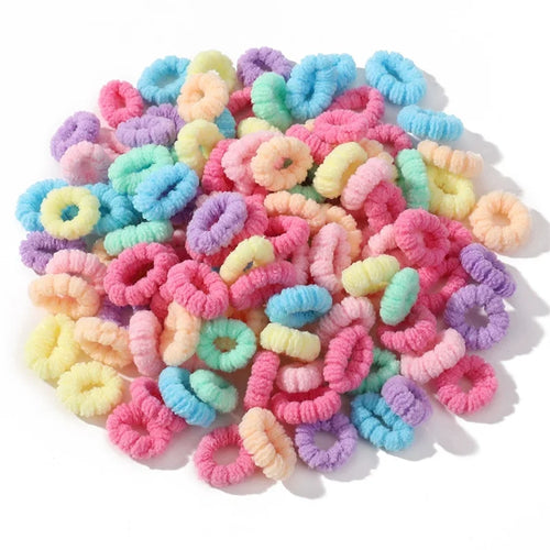 100Pcs Children Elastic Hair Bands Girls Colorful Hair Ties Ponytail