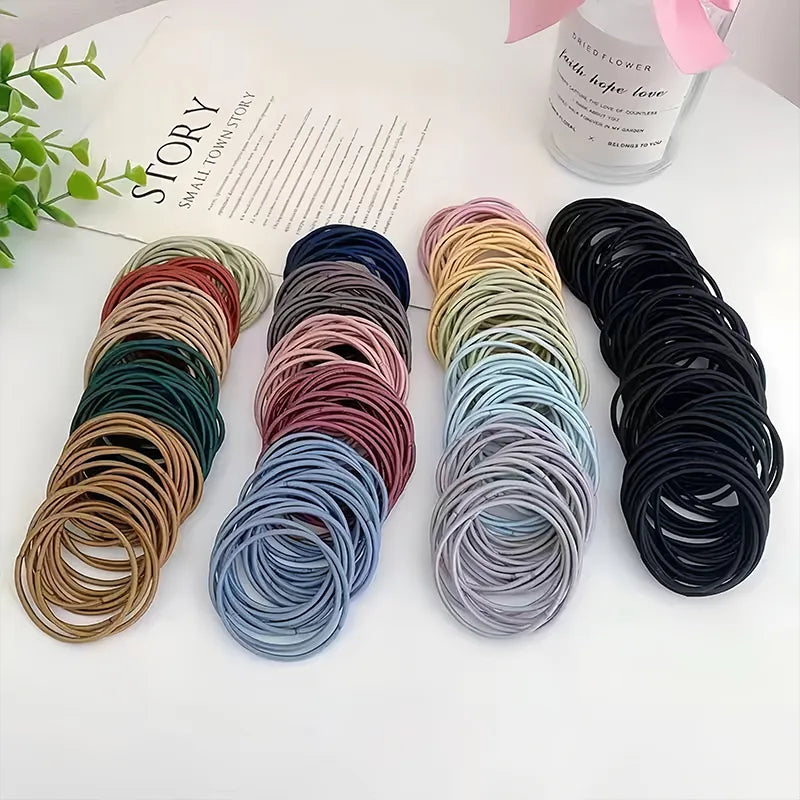 New 100PCS/Set Women 5CM Basic Nylon Elastic Hair Bands Ponytail Hair