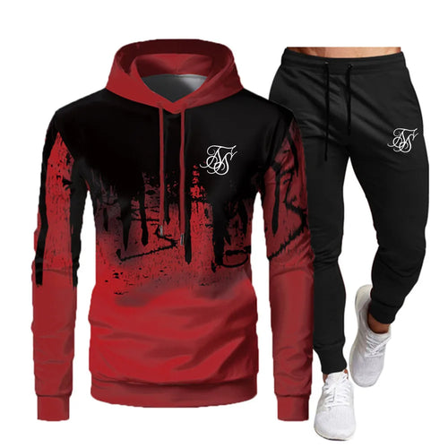 Men's Fashion Sik Silk Hoodie Sportswear Men's Clothes Jogging Casual