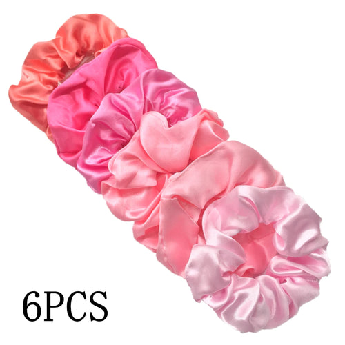 25/10//6pcs Satin Scrunchies Girls Elastic Hair Band Ponytail Holder