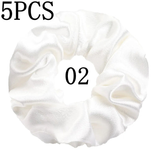 10/5pcs/lot Accessoires Women Girls Silky Satin Hair Scrunchies Solid
